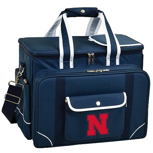 Nebraska University Licensed Cornhuskers Original Insulated Picnic Cooler with Service for 4 - Designed & Assembled in The USA