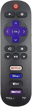 OEM Replacement Remote Control Compatible with All TCL Roku Smart TVs Netflix/Disney Plus/Apple TV+ / HBO Max Only Works with TCL Roku TV, Not for Roku Stick and Roku Box