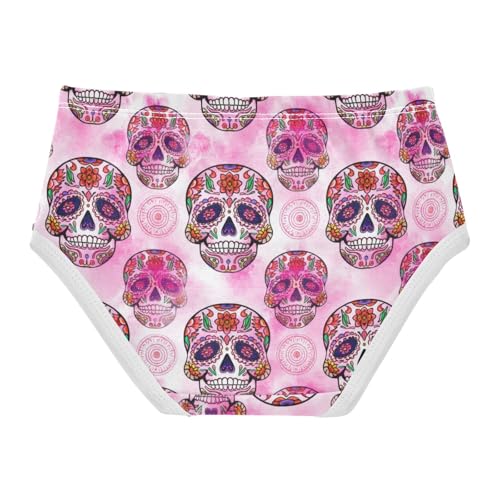 Joisal Intricately Sugar Skull Pink Little Girl Panties Toddlers Underwear Floral Cotton Designer Undies Kids Briefs 2t2