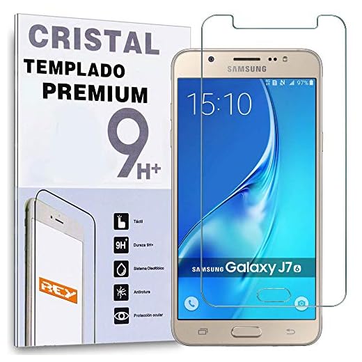 REY Protector de Pantalla para Samsung Galaxy J7 2016 Cristal Vidrio Templado Premium