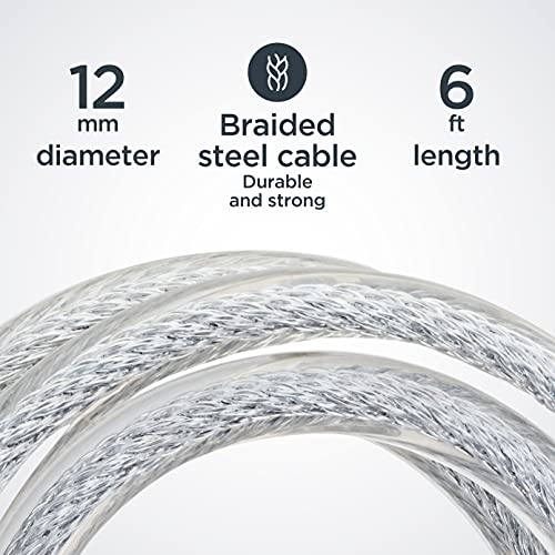 Schwinn Bike Cable Lock with Keys, 6 ft x 12 mm, Black & Silver, Durable Steel, Protective Vinyl Cover, Carrying Bracket for Transport, Anti Theft Protection, Bike Lock Cable for Security image 3