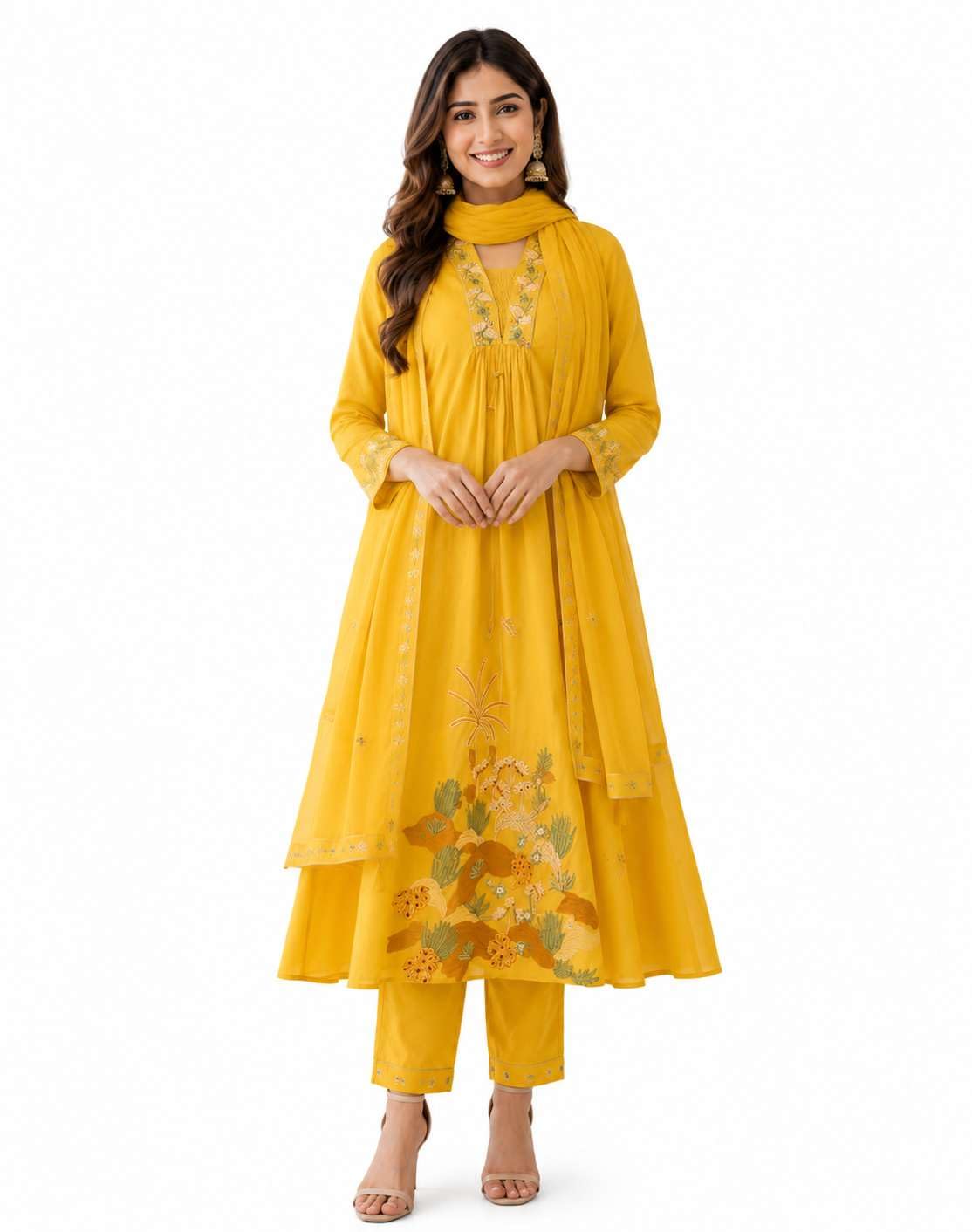 Women's Cotton Embroidery Straight Kurti with Pant Set-picture-13