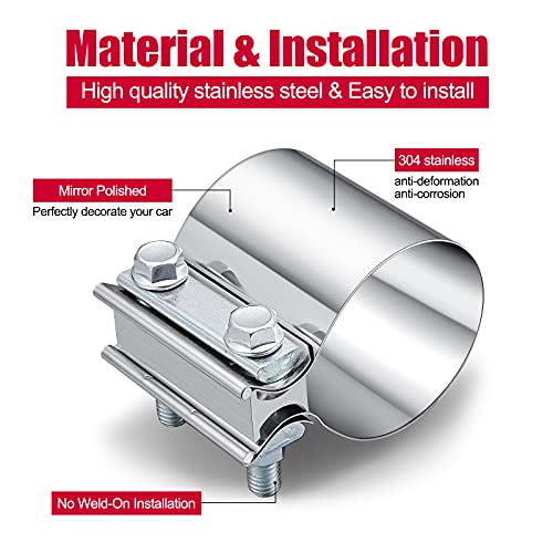 Sykrss 3.0" Stainless Steel Butt Joint Exhaust Seal Band Clamp #TOP4