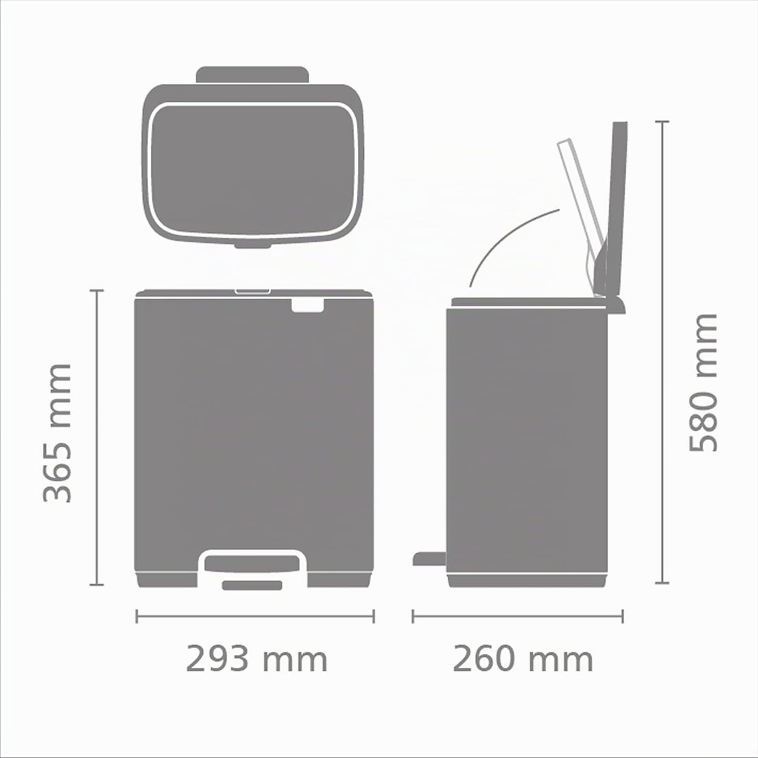 Brabantia Bo Pedal Cubo de basura 12L (platino), papelera cocina con diseño compacto y sistema de apertura con pedal, cubo basura reciclaje con cubo extraíble, incluye bolsas PerfectFit