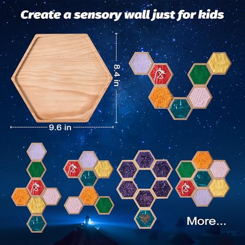Image of Sensory Wall Panel for Kids | Sensory Wall Wooden Tiles and Mats for Children with Autism | Sequin Flip Board | 13 Pieces Sensory Educational Toys for Special Needs Classrooms