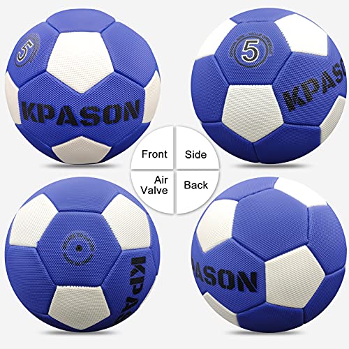 Kpason Soccer Ball, Size 5 Soccer Ball With Pump For Kids Youth And Adult Training, Beach Soccer Balls Outdoor Indoor Gifts (Blue-White) #TOP1