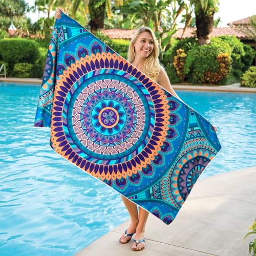TEUEN - TEUEN Grande Serviette de Plage 180 x 90 cm, Légère Serviette de Bain en Tissu Eponge - Convient pour Le Sauna, la Salle de Sport, Voyages - -27%