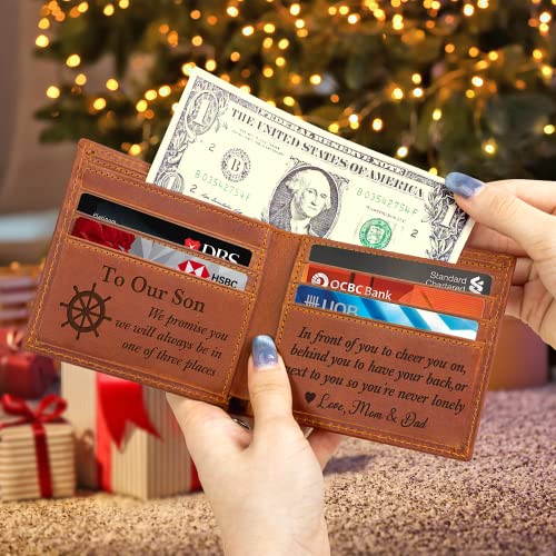 kullder Son Gift Personalized Wallet for Son Gift Mens Engraved Leather Wallet to Son from Mom and Dad Gift Idea on Christmas, Birthday, Graduation, One_Size4