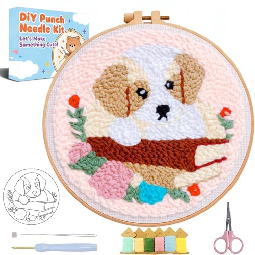Image of TCDZMYGS Punch Needle Kit for Beginners Adults-Book Dog,with Video Tutorial