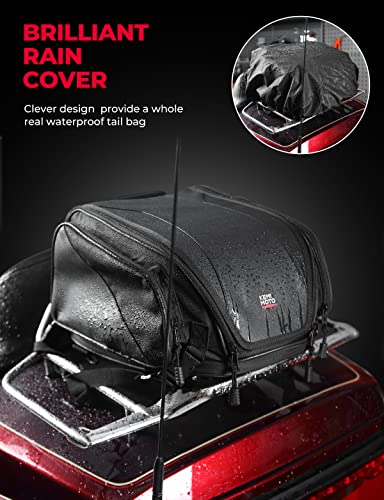 Kemimoto Motorcycle Tail Bag Expandable Sissy Bar Bag 1 Weekender Travel Motorcycle Seat Bag Luggage Rear Rack Bag Waterproof 22L Motorcycle Bag Compatible With Sportster Softail Dyna Touring Shadow Vulcan 1984-2021 2022 2023 #TOP4