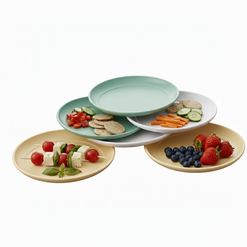 All Time Treats Round Plates Set of 6 | BPA Free | Food Grade Safe | Microwave & Dishwasher Safe | for Dinning & Gifting | Party Plates | Lightweight | Picnic Plates | Multicolor-image-32