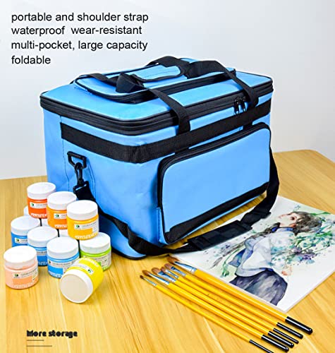 Image of Art and Craft Storage Organizer Bag Paint Art Supplies Storage Bag Arts Craft Tool Carrying Case Artist Paint Tool Box for Travel Foldable Waterproof Large Capacity Storage Tote Bag for Crafts Sewing