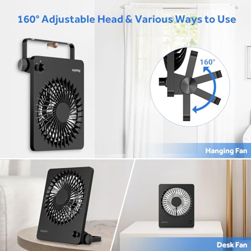 EasyAcc Powerful Desk Fan, 6000 Battery [Max 10-26H Working Time] Rechargeable Portable Personal Travel Fan with Step-less Speed Control, Quiet Fan for Travel Office Home Cruise Sporting Events - Thumbnail 6