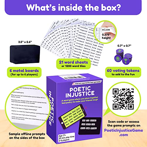 Poetic Injustice - A Word Game Where You Make Bad Poetry For Laughs - Funny Magnetic Notes Game And Fun Party Game For Ages 17+ - Family Game Night Magnet Word Games #TOP2