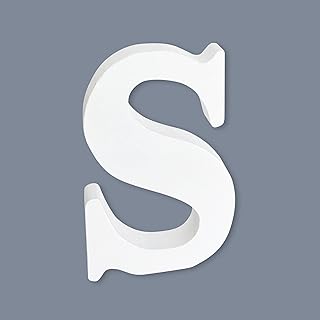 White Unfinished Wood Letters, 6 Inch Wooden Letters for Crafts DIY, Three-Dimensional Alphabet Letters for Bedroom Home Wall Decor, Letter S