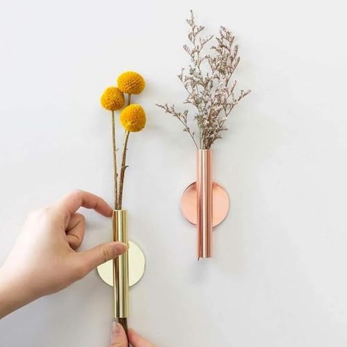 Miniatura 3 de Tubo de flores montado en la pared para decoración de exhibición de flores, soporte de decoración de jarrón de metal de pared con cinta adhesiva