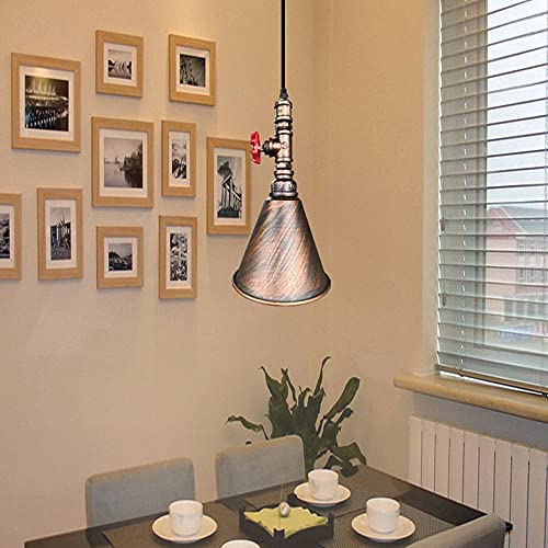 Plafonnier tuyau d'eau E27 suspension luminaire métal noir rétro