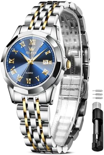 OLEVS Womens Watch Luxury Waterproof Silver Watch for Women Analo...