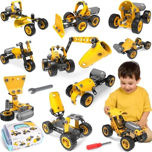 10 in 1 STEM Toys for 5 4 6 7 8 Year Old Building Block Kit Stem Activities Projects Boy Toys Age 4-8 5-7 6-8 8-10 Electric Creative Set Educational Engineering Excavator Construction Birthday