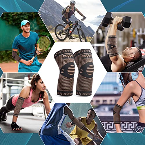 Lisepwu Copper Elbow Brace - Copper Infused Elbow Support Compression Sleeve, Reduces Strain & Swelling For Tendonitis, Tennis Elbow, Golf Elbow, And Elbow Pain For Men And Women, Comfortable Fabric(M) #TOP6