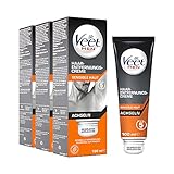 Veet for Men Haarentfernungscreme Achseln – Schnelle effektive Haarentfernung für Männer in nur 5-10 Minuten - Tube mit Spatel, 3 x 100ml