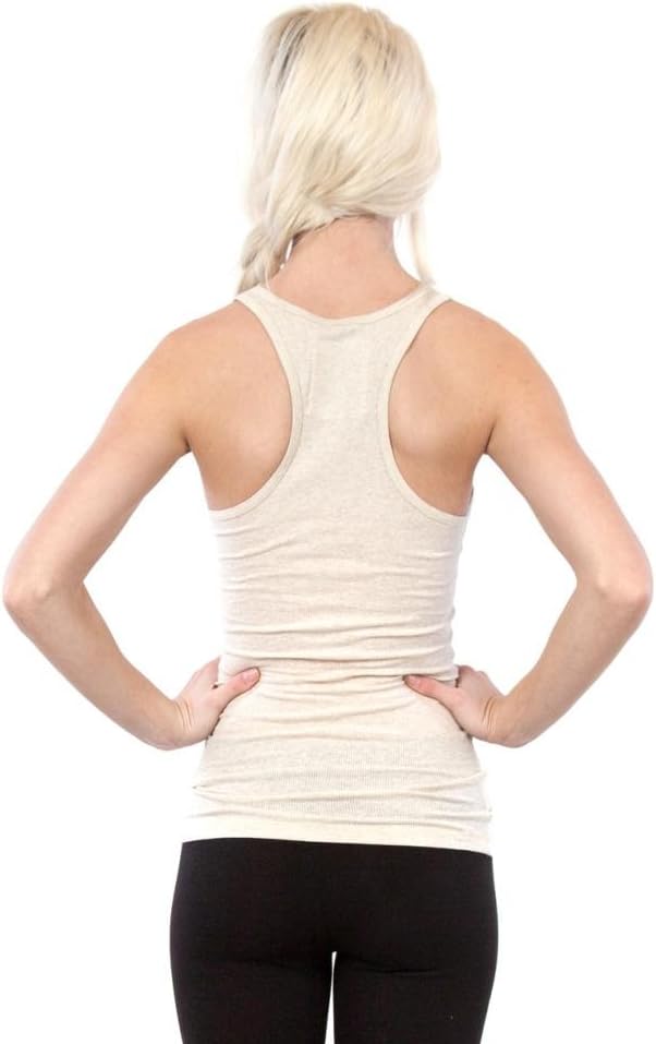 Zenana Outfitters 4 Pack Womens Ribbed Racerback Tank Top Black/White/HBEIGE/Teal M - Image 5