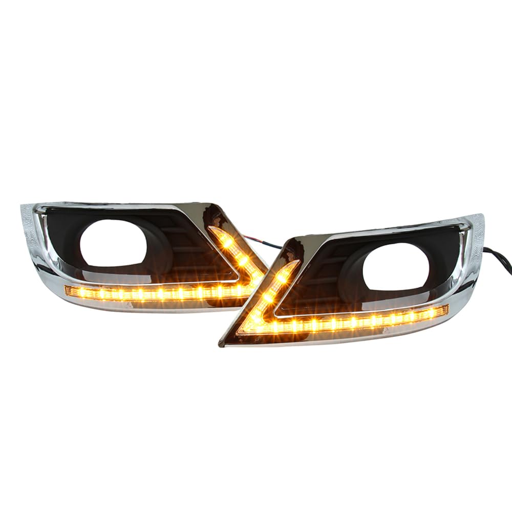 Lámparas de día del Riloer, LED LEDTHINE LUCES DEL DOURS CON LUZ DERECHA BLANCO + señal de giro amarillo + luz azul, lámpara de señal de giro de parachoques LED con 3 modos luminosos