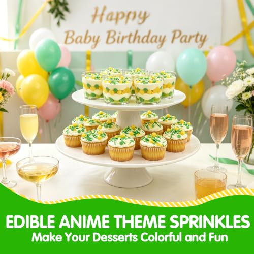 Image of Edible Green Yellow White Sprinkles,Confetti Pearls Jimmies Sugar Sprinkle