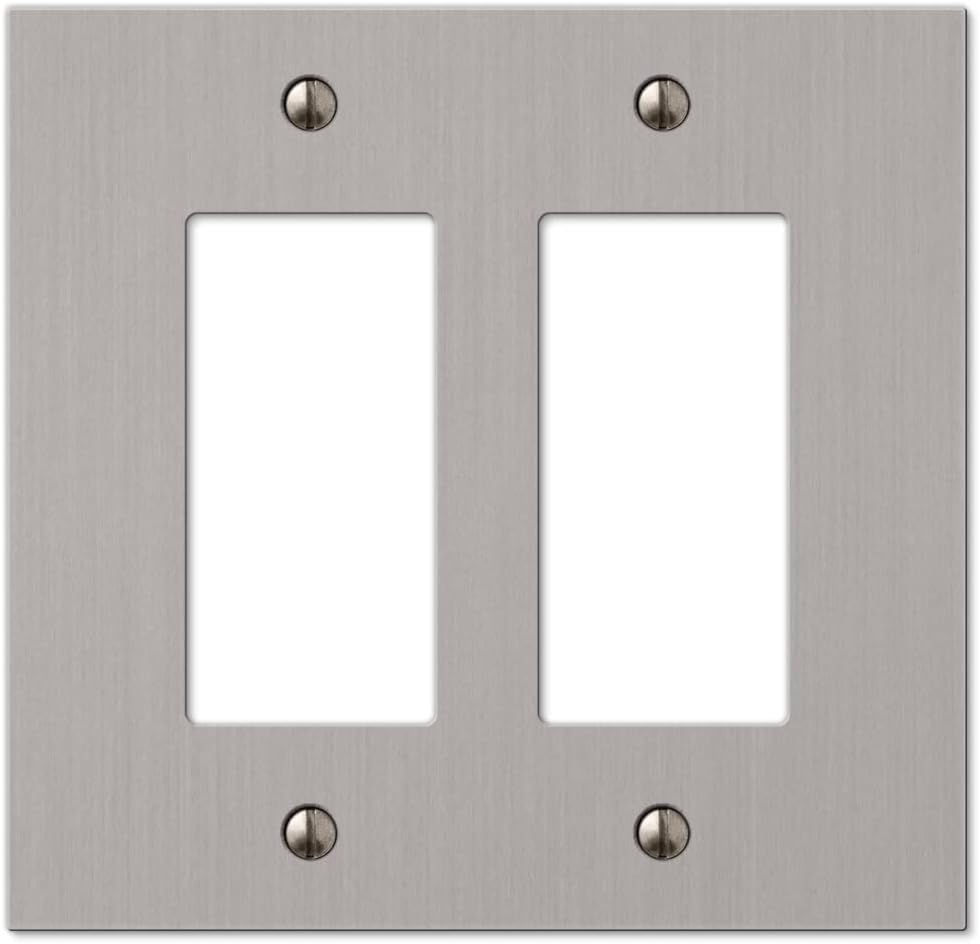 Brushed Nickel Double Rocker Cast Metal Wall Plate