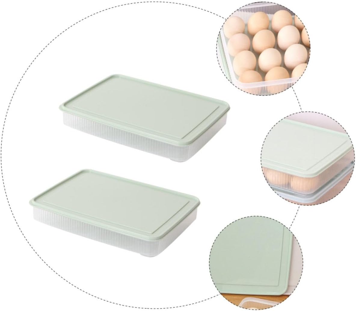 2Pcs Stackable Kitchen Egg Storage Box Refrigerator Egg Holder Falling Food Preservation Tray Egg Organizer for Fridge Use