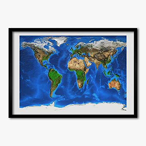 Cadre en bois décoratif Tulup 70x50 cm avec affiche carte du monde de haute qualité
