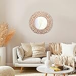 The Wooden Town 18 inch White Wash Round Wall Mirror,Gorgeous Rustic Farmhouse Accent Mirror,Barn Wood Color Entry Mirror for Bathroom Renovation,Bedrooms,Living Rooms - Image 4