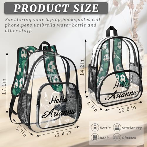 Football Personalized Small Clear Backpack Heavy Duty for Stadium Approved Custom Sport Football Pattern PVC Transparent Backpack with Name See Through Bag for Concerts4