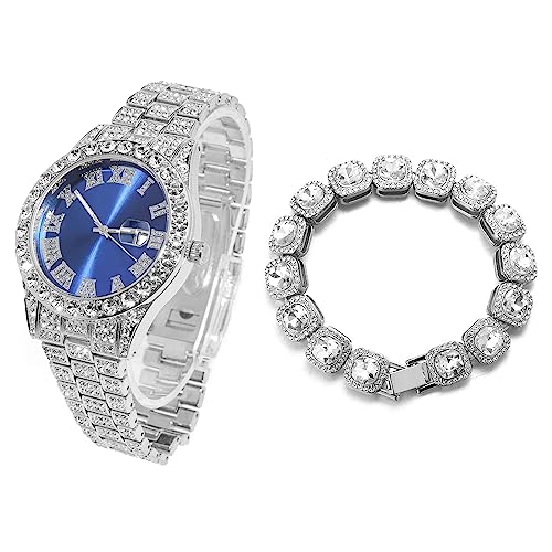 Montre en or pour hommes quartz bracelet 24cm avec diamants