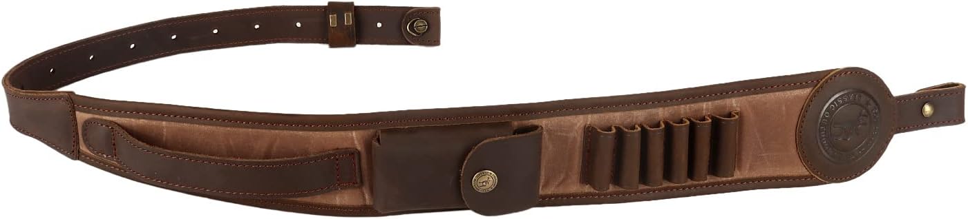 TOURBON Rifle Shell Holder Bandolier Gun Shoulder Strap Sling with Swivels (Type Black)