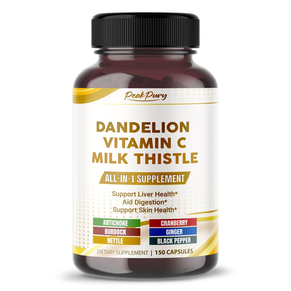 Ultra Dandelion with Milk Thistle & Vitamin C Artichoke - All-in-1 Supplement for Liver Health, Digestion & Skin Support - 150 Capsules 150 count (pack of 1)