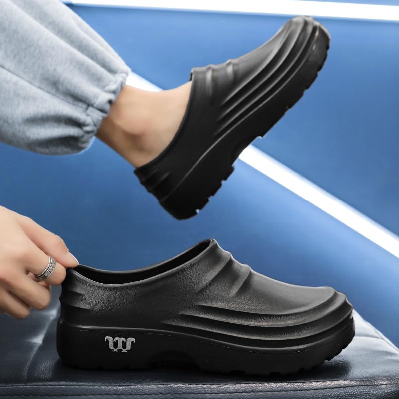 FLIOZY Chaussures de Cuisine antidérapantes pour Hommes et Femmes, résistantes à l'huile et imperméables, avec Semelles antidérapantes en Caoutchouc, Sabots de Travail Confortables