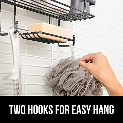 Gorilla Grip Anti-Swing Oversized Shower Caddy, Rust Resistant Organizer, Holds 11 Lbs, Strong Suction Cups, Hooks, Easy Hanging Bathtub Shampoo And Accessory Caddies For Showerhead, 3 Shelf, Onyx #TOP5