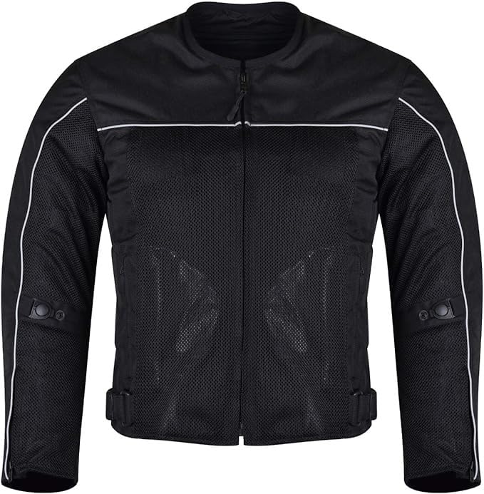 Vance Leather Velocity Mens Black Reflective Mesh & Textile Motorcycle Jacket w/CE Armor & Removable Liner (Black, X-Large)