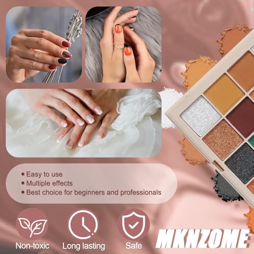 Image of Nail Pigment Powder Palette, 16 Colors Orange Brown Fall Collection Solid Autumn Nails Set Pigmentos para Unas, Nail Art Palette Manicure DIY Accessories