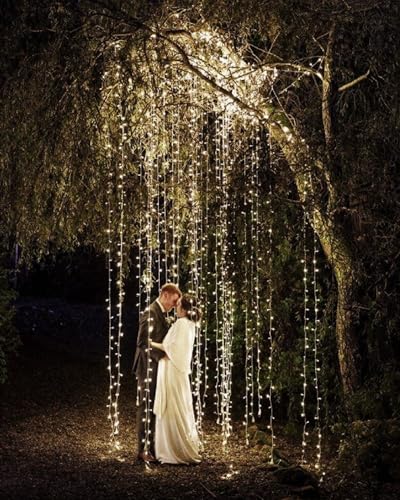 Image of Fairy Lights Battery Operated, Firecracker String Lights Waterproof Silver Wire 5 Feet 60 Led Cluster Starry Lights for DIY Wreath Home Wedding Party Bedroom Mason Jar Holiday Christmas, Pure White