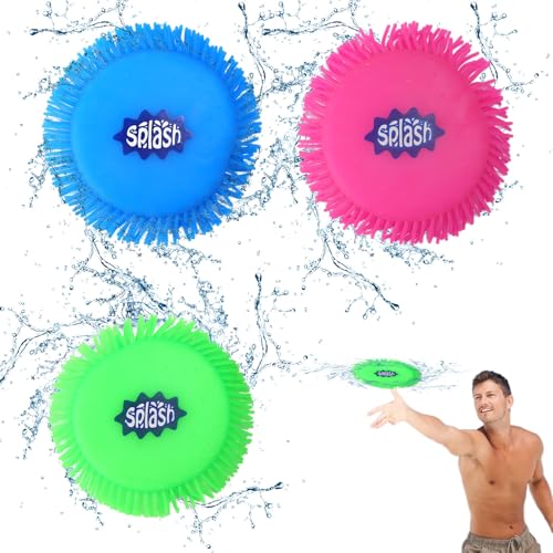 Graplan Frisbee Splash Disc, 3 Stück Wasser-Fliegenscheiben, Frisbee Splash Disco, Weiche Fliegenscheibe für Kinder, Wasserabsorbierender TPR-Schwamm