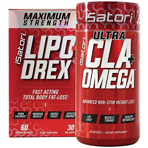 Isatori Lipo-Drex Fat Loss Thermogenic Formula-Fast Acting Weight Loss-Appetite Suppressant (60 Capsules) Ultra Cla + Omega (90 Softgels) #TOP22