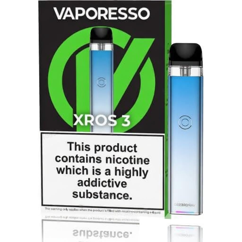 XROS 3 Pod Vape Kit 1000mAh Battery, COREX Mesh Technology,Adjustable Airflow Slider, Dual Activation (Auto-Draw/Button)-No Nicotine No Liquid (Sky Blue)