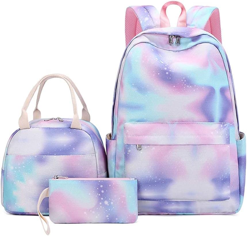 Sac à dos scolaire arc-en-ciel avec trousse pour fille à l'école primaire