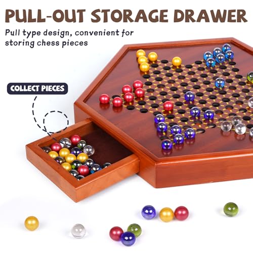 Juego de mesa Chino de 15 pulgadas con 72 canicas de vidrio miniatura 3