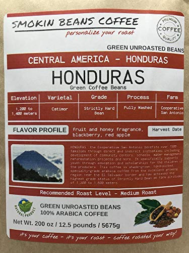 12.5 Pounds – Northern Central America – Honduras - Unroasted Arabica Green Coffee Beans – Grade Strictly Hard Bean – Altitude 1200-1400 Meters – Drying/Milling Process Fully Washed #TOP2