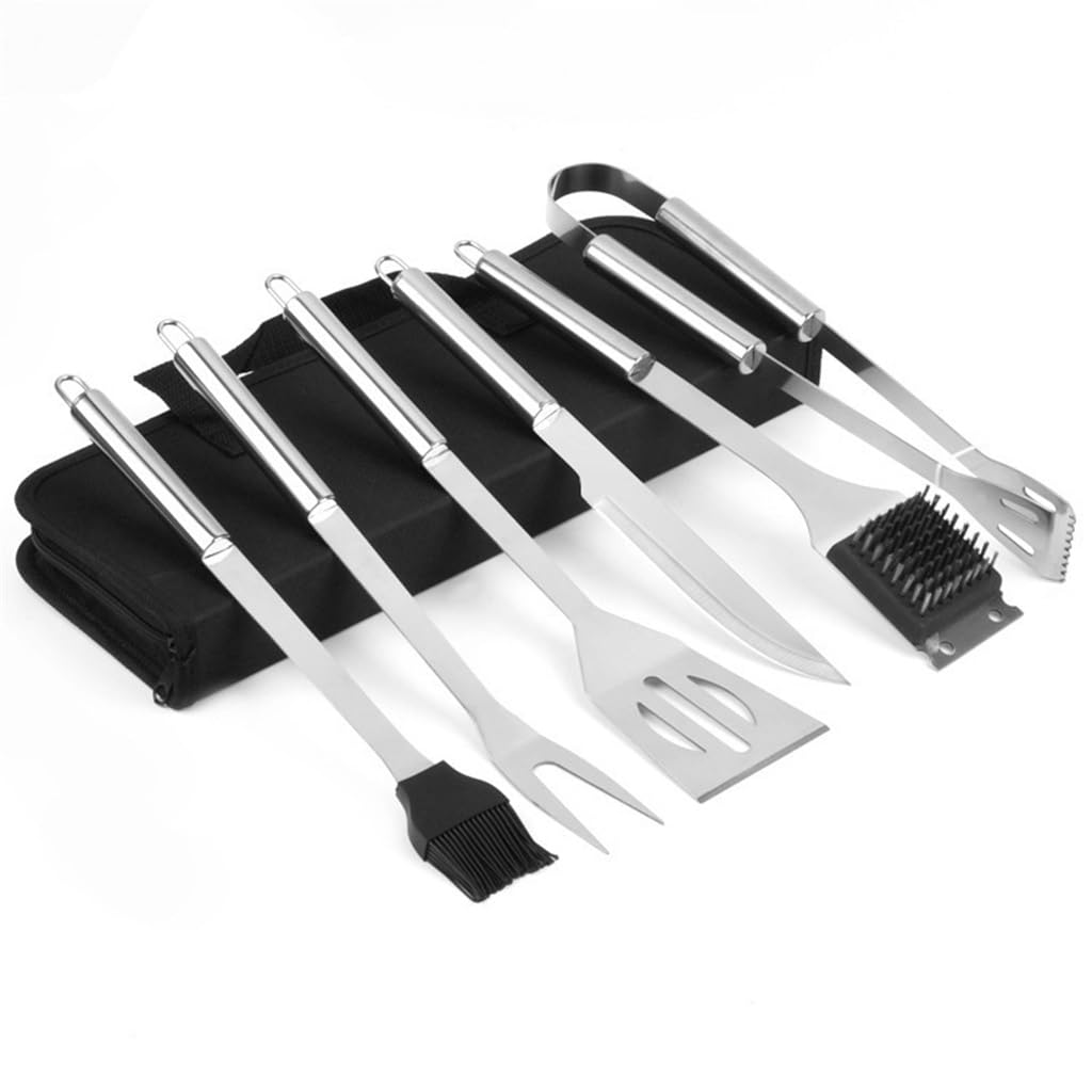 Household Stainless Steel Grill Set Cloth Bag Grill Set 6-piece BBQ Combination Barbecue Tool Set