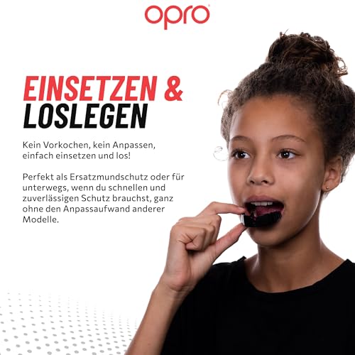 OPRO Snap-Fit Instant Level UFC Sport Mundschutz für Erwachsene und Kinder, Zahnfleischschutz für Hockey, Lacrosse, Rugby, MMA, Boxen und und andere Kontaktsportarten (UFC Weiß, Jugendliche)