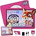 DMOAO Kinder Tablet 10 Zoll Android 15 mit 30GB RAM + 64GB ROM(2TB), 5G WLAN 6, Widevine L1, Elterliche Kontrolle, 8-Core, 6000 mAh, Kids Tablet mit Kinder Hülle EVA + 360° Drehbarer Ständer, Rosenrot